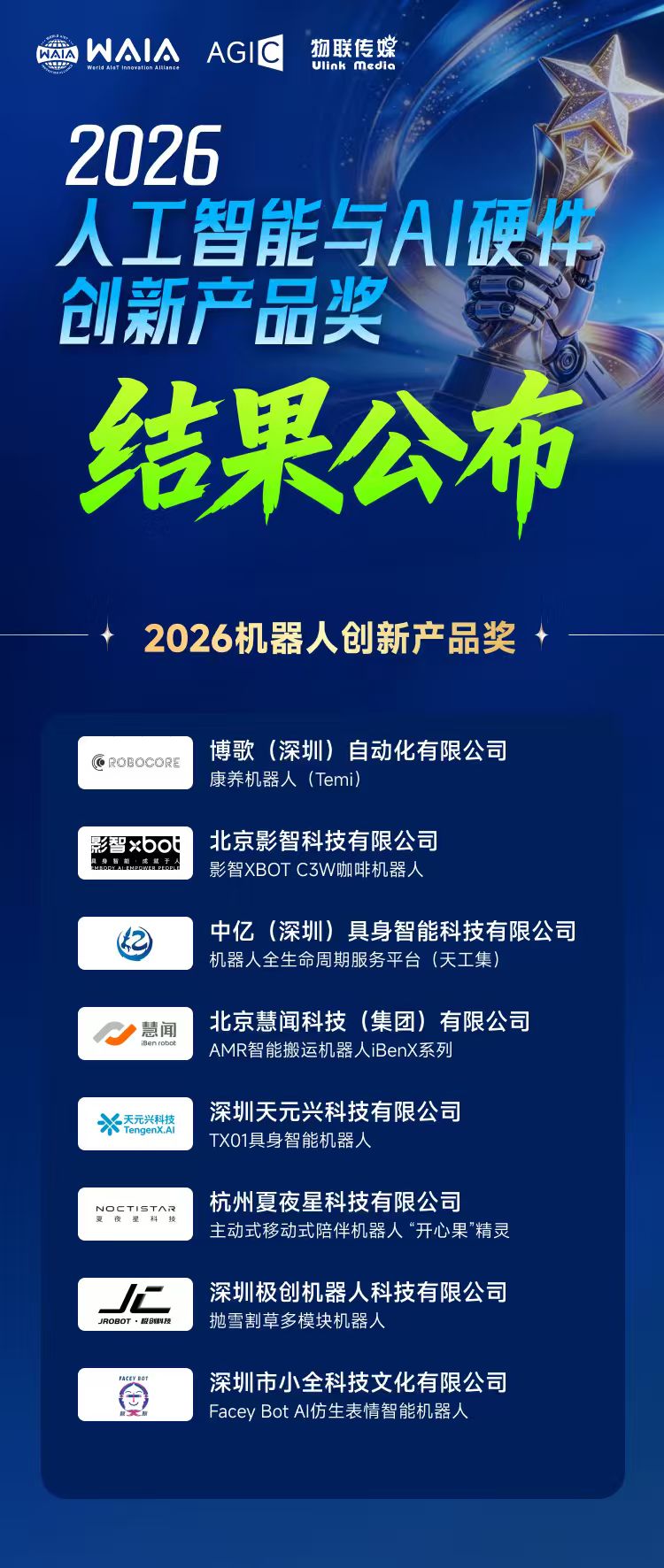 Facey Bot入选2026机器人创新产品奖